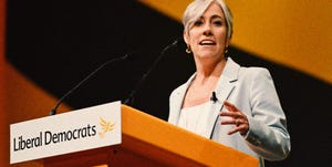 daisy cooper gives a speech at the liberal democrats conference