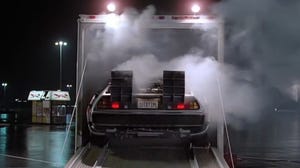 smoke, vehicle, mode of transport, car, delorean dmc 12, automotive lighting, automotive tire, automotive exterior, asphalt,