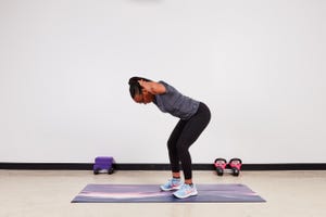 monique lebrun performing a good morning as part of the desk exercise series