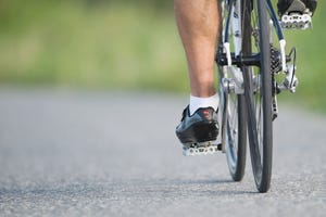 detail of a cyclist pedaling