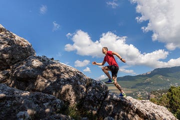 man running on mountain