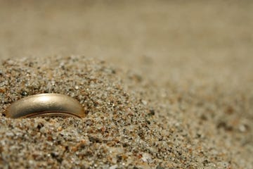 gold wedding ring lost in the sand