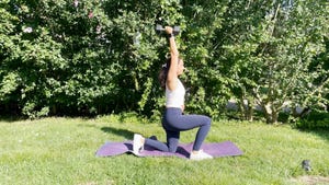 rothberg practicing half kneeling overhead press