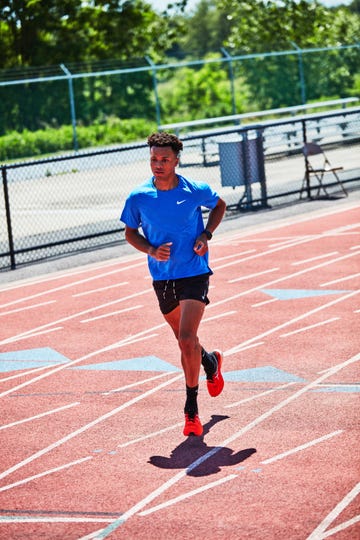 a person running on a track