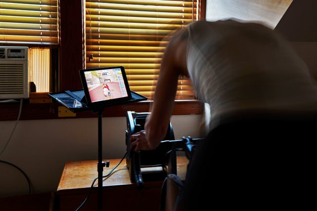 a person doing a workout on zwift