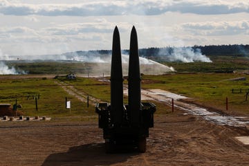 iskander m ballistic missile truck launcher at army 2019 defense expo