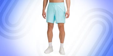 person wearing lululemon pace breaker lined shorts