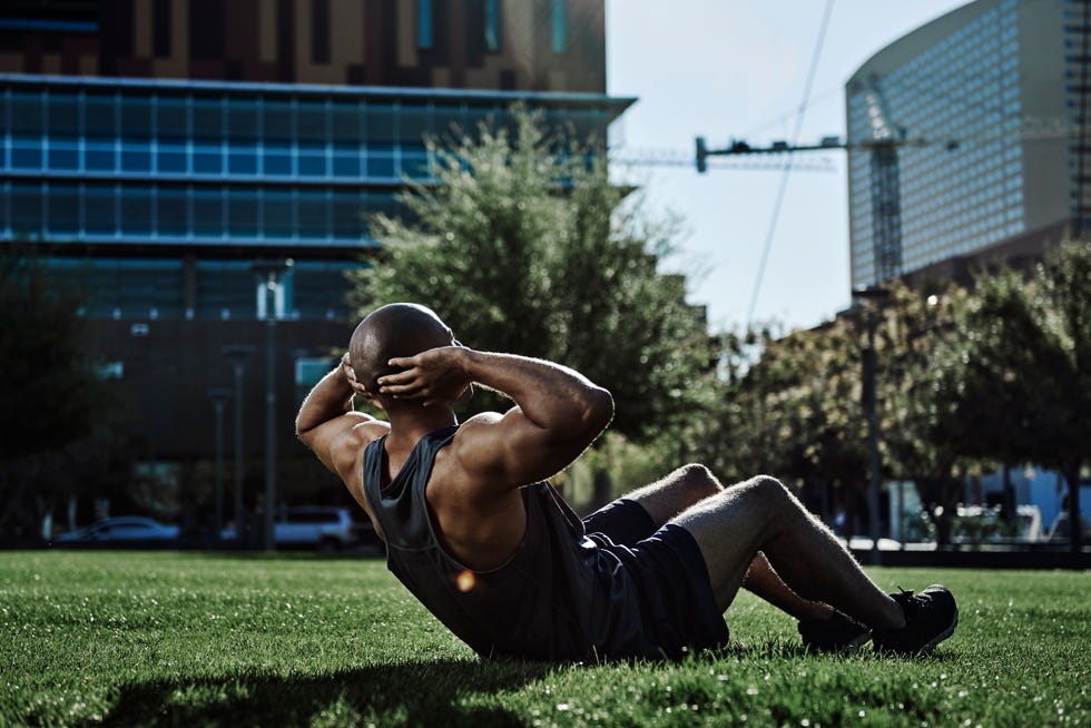 male athlete doing sit ups