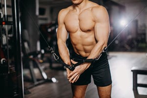 Man during his workout in the gym