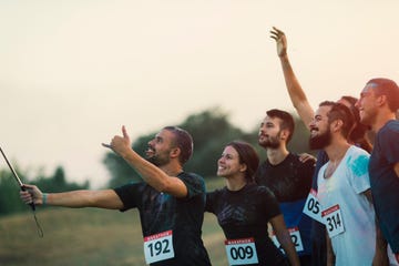 marathon race making selfie