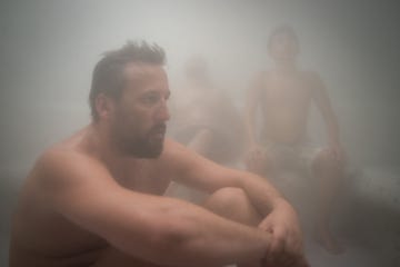 mature man in steam room sauna