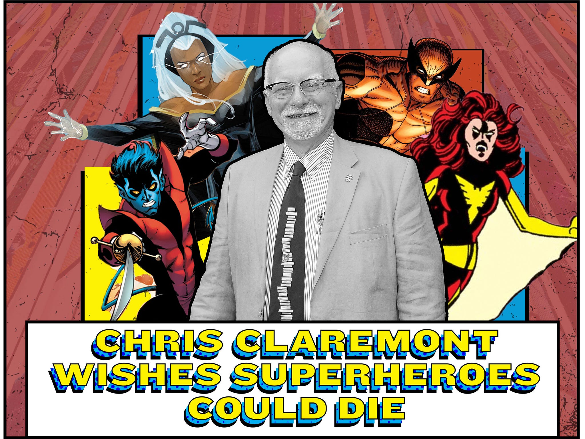 chris claremont surrounded by his characters