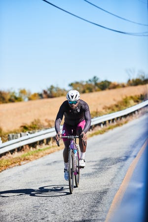 mike riding outside on the road in new jersey