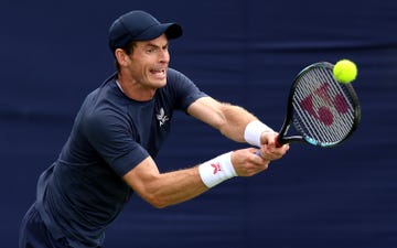 london, england june 15 andy murray of great britain plays a backhand on the practice court prior to the cinch championships at the queen's club on june 15, 2024 in london, england photo by luke walkergetty images for lta