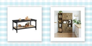 coffee table and kitchen hutch