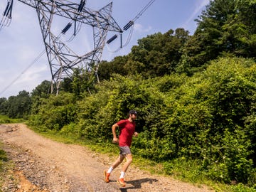 cyclist running