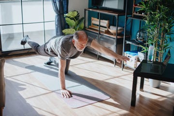 senior man doing balance exercise