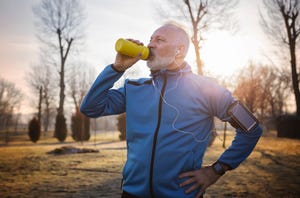 senior man hydrating