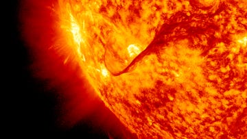 enormous solar flare erupts from the suns corona