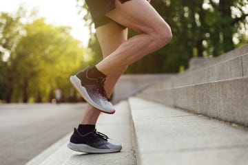 sportman legs running climbing stairs