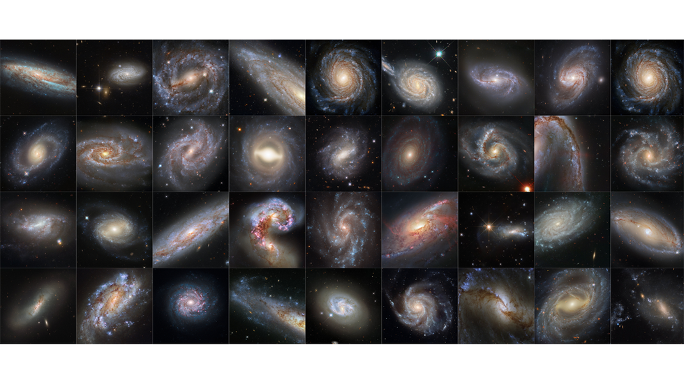 collection of 36 images from nasas hubble space telescope features galaxies that are all hosts to both cepheid variables and supernovae