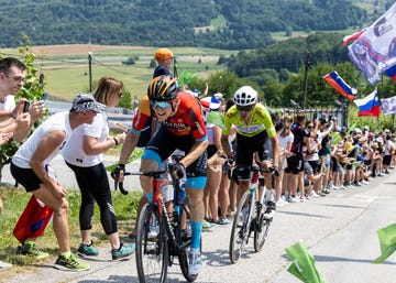 a group of people riding bikes