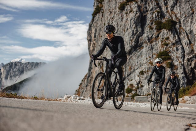 training in the mountains road cyclists in action