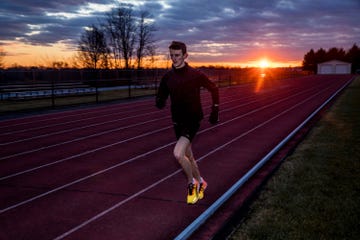 a person running on a track