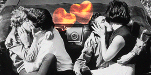 couple making out in a car