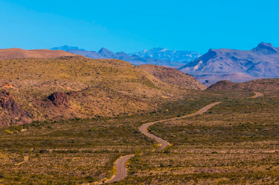 windy road ross maxwell scenic drive, big bend national park, texas usa