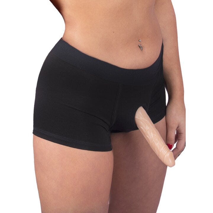 Gender-affirming sex toys: Bondara What Lies Beneath Strap-On Harness Pants