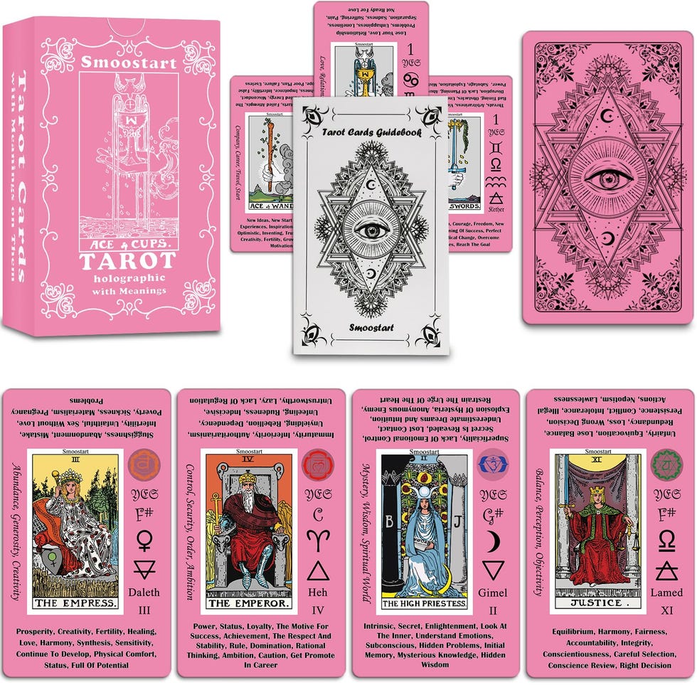 Pink Holographic Tarot Cards with Meanings