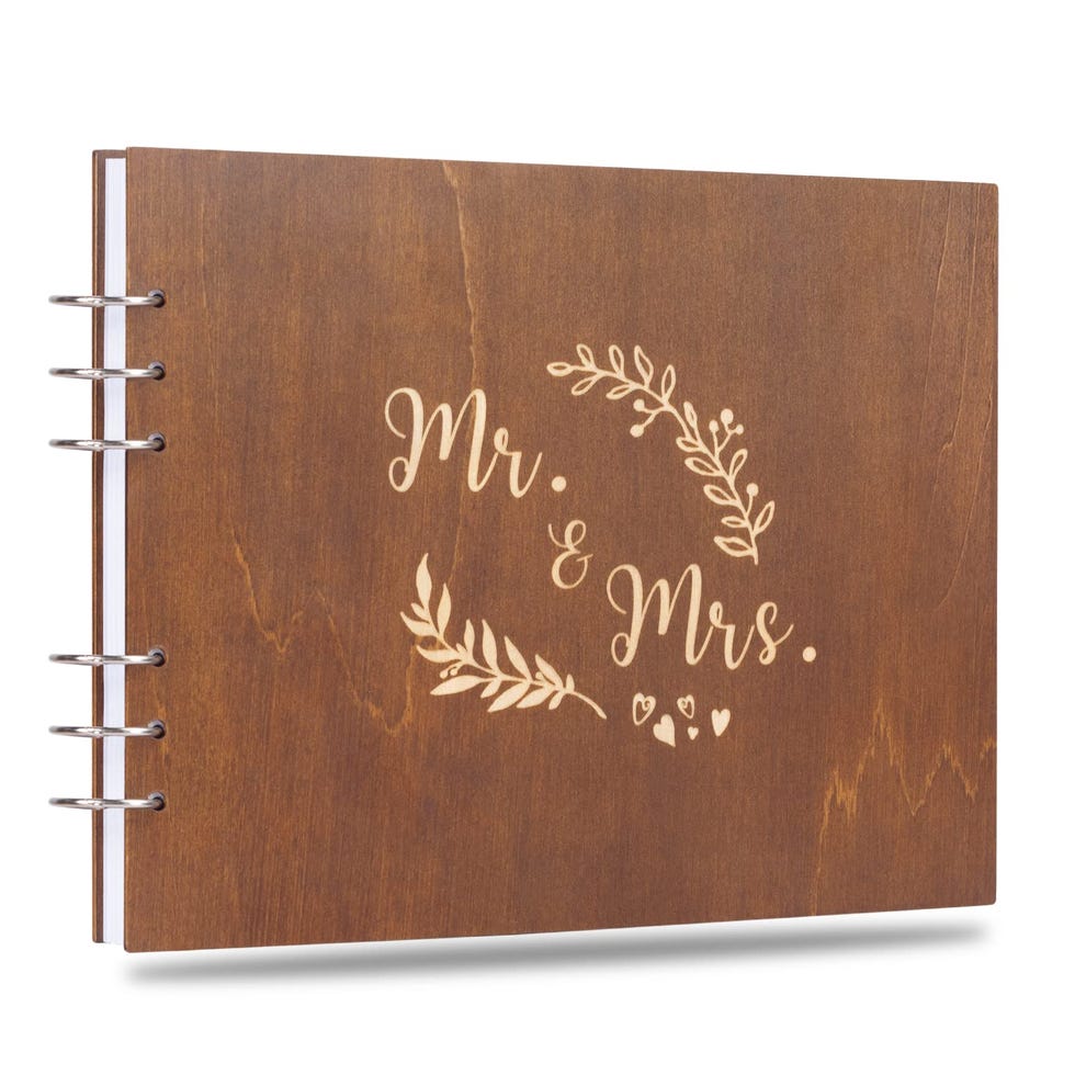 Mr&Mrs Wooden Guest Book Album 