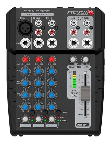 Mesa De Som Automotivo 12v Stm0803 3 Canais 4 Eq. Band