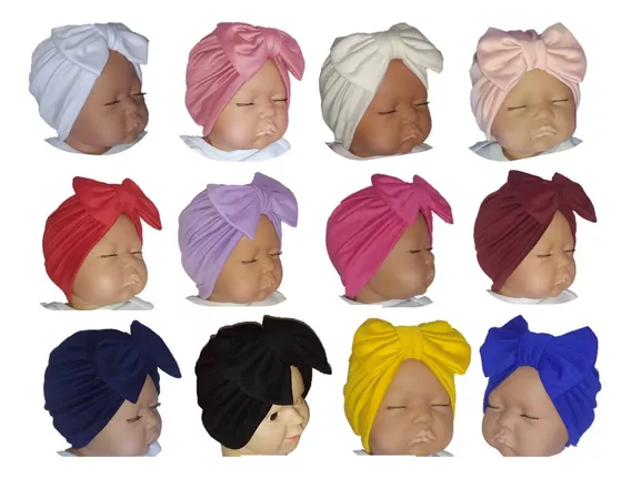 5 Piezas Gorros Para Bebé Turbantes Niña Moño, Algodón Seda