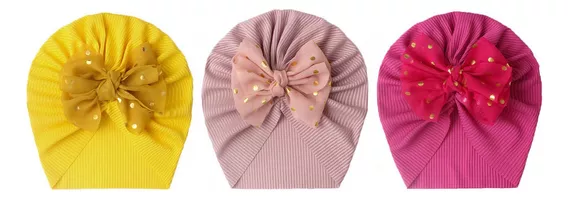 Gorritos Para Bebé Niña Turbante Headwrap Sombrero 3pzs