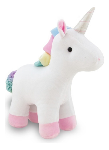 Unicórnio De Pelúcia 30cm Plush Anti-alérgico Cor Branco Com Rosa