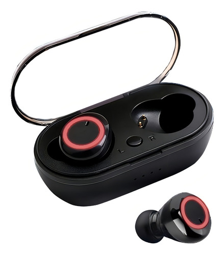 Fone de ouvido in-ear sem fio Kapbom KA-799 preto e vermelho com luz LED