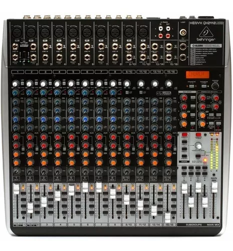 Mixer analógico Behringer QX2442USB de 24 entradas, barramento 4/2