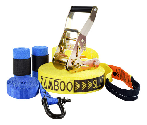 Slackline Zamboo 20 Mts Amarelo + Protetor + Backup