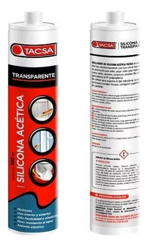 Silicona Acética Transparente Cartucho 280ml Tacsa X 6 Unid