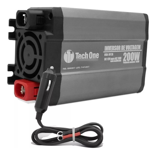 Inversor Tensão Tech One 200w 12v P/ 110v Conversor Veicular