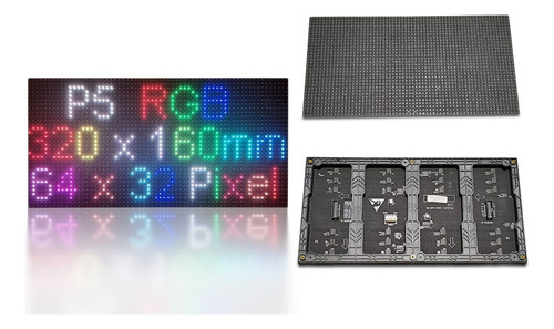 Modulo Painel Led P5 Rgb 32x16cm 5v - 1pç (3264) 16s Placa