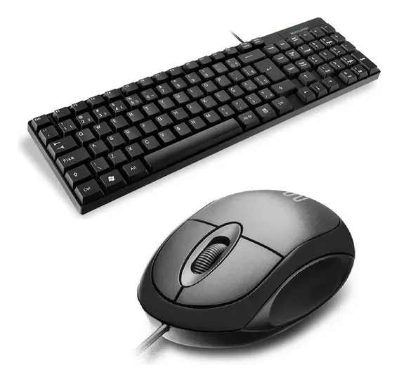 Kit Teclado e Mouse Preto Com Fio Conexão USB Multilaser