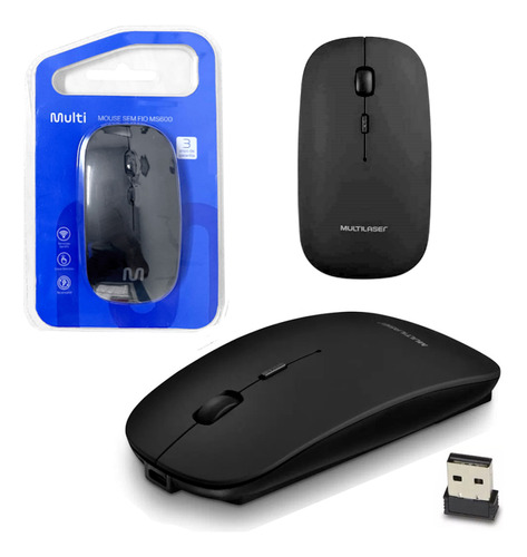 Mouse Sem Fio 2.4ghz Recarregável Lithium Usb - Mo290 Cor Preto