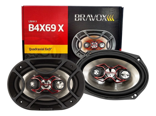 Tipo de alto-falante cuadraxial Bravox B4X69 X para carros, picapes e suvs cor preto/prata de 4Ω 6" X 9" x 2 unidades 