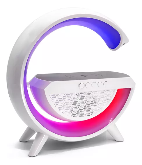 Luminária G Speaker Caixa Som Carregador Indução Rgb Bt 2301 Cor Branco 110V/220V