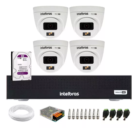 Kit 4 Câmeras Intelbras Vhd1220d Colorvu Dvr 3004 + Hd 1tb