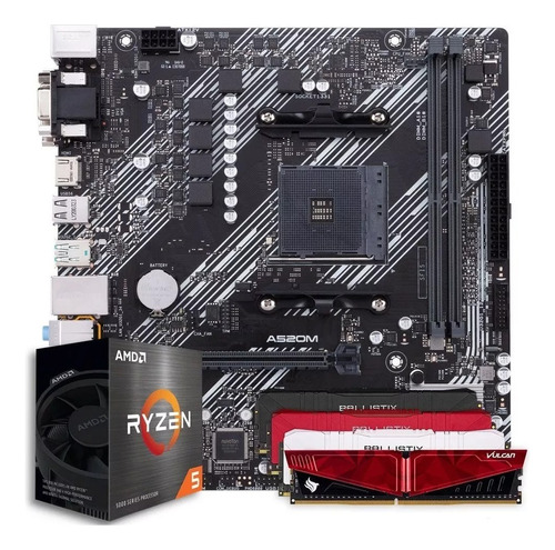 Kit Upgrade Amd Ryzen 5 5600g + Placa Mãe A520m +16gb 2666mh