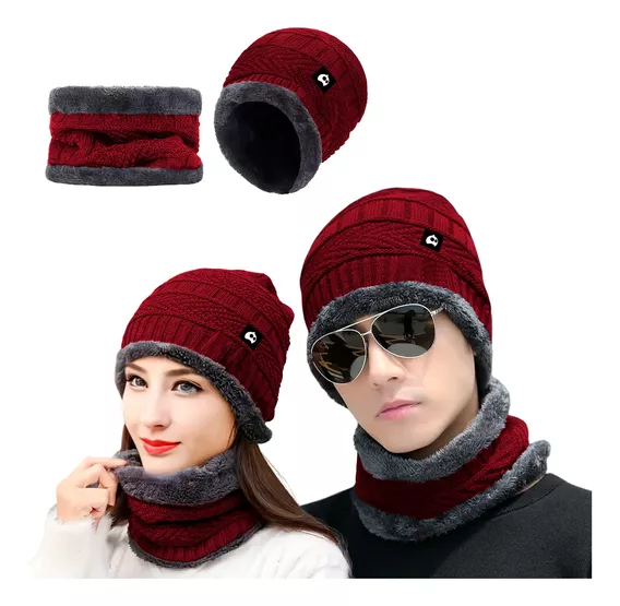 Gorro Bufanda Conjunto Para Frio Invierno Unisex Tejido Lana